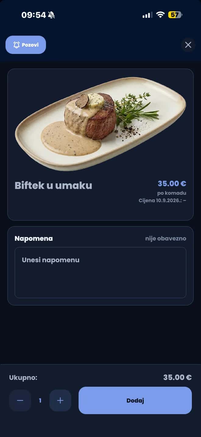 eKonobar aplikacija za goste: narudžba jela za van s mobitela