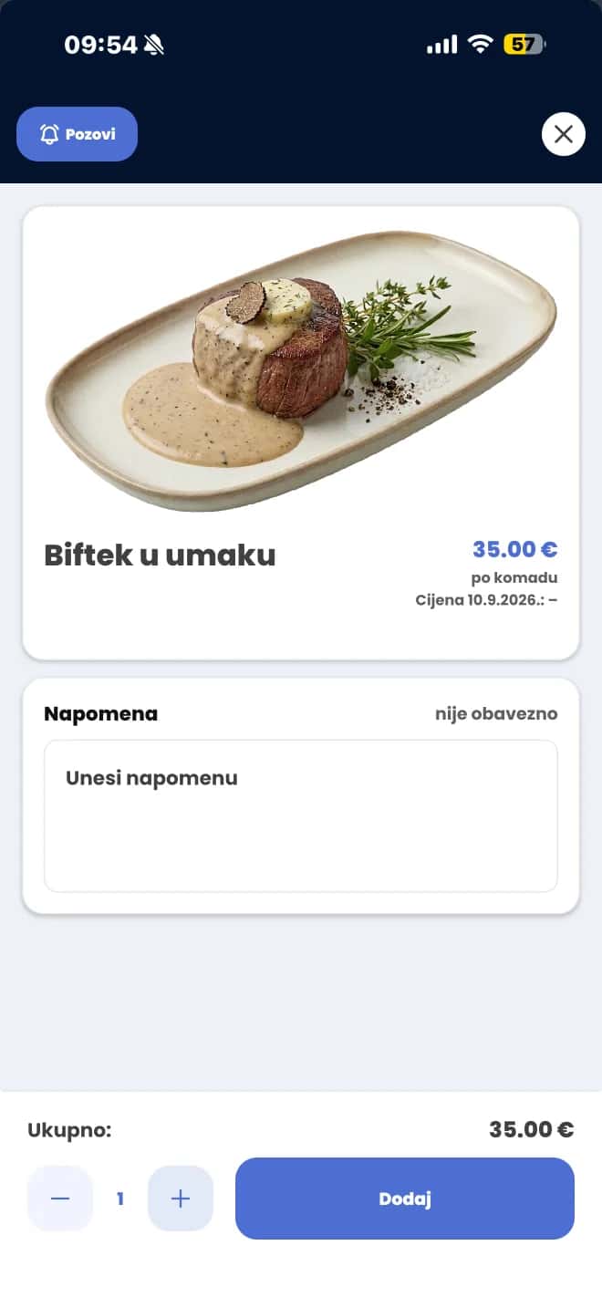 eKonobar aplikacija za goste: gost naruči s ležaljke ili stola preko QR koda